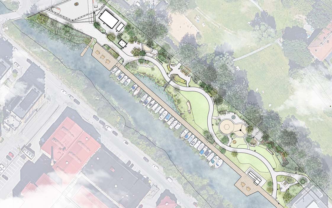 Strandparken i Sundbyberg ritat av Urbio